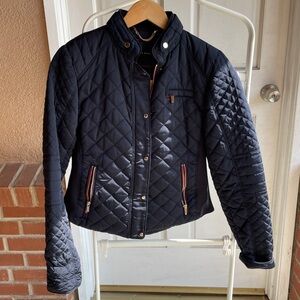Zara Quilted Navy Puffer Jacket